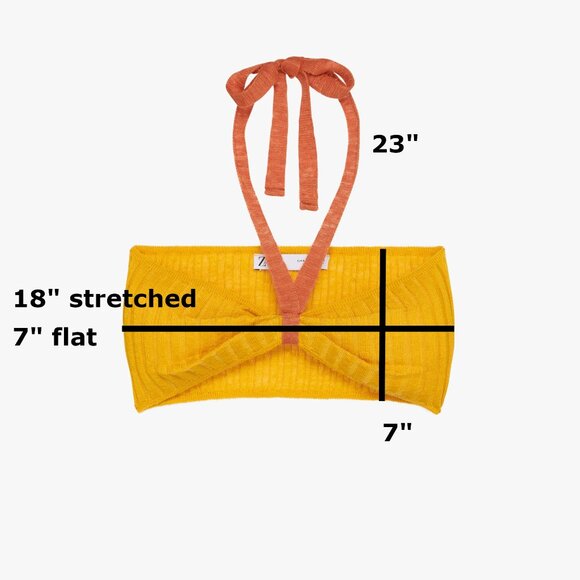 ZARA Bandeau Ribbed Knit Halter Top Yellow & Orange | L - Picture 9 of 9